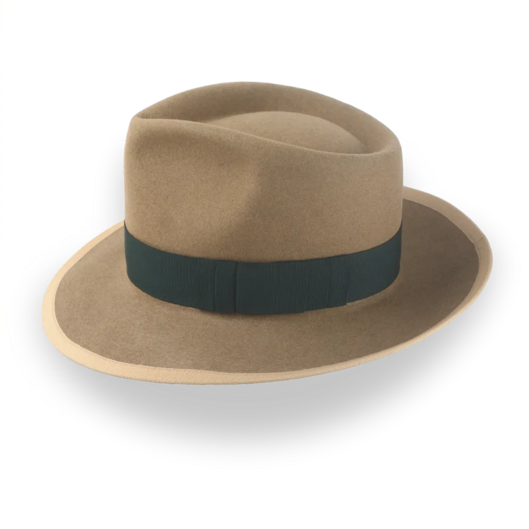 Classic Camel Fedora for Men in Premium Beaver Fur Felt | The Pandamator