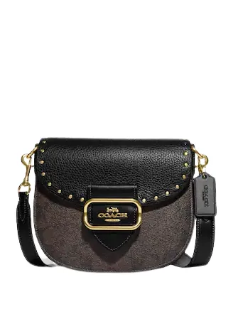 Coach Morgan Saddle Bag In Colorblock Signature Canvas With Rivets