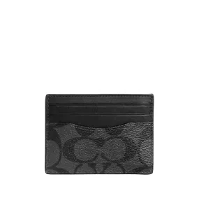 Coach Slim Id Card Case In Signature Canvas Charcoal