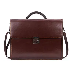 Code Locked Luxury Businessmen Leather Briefcase