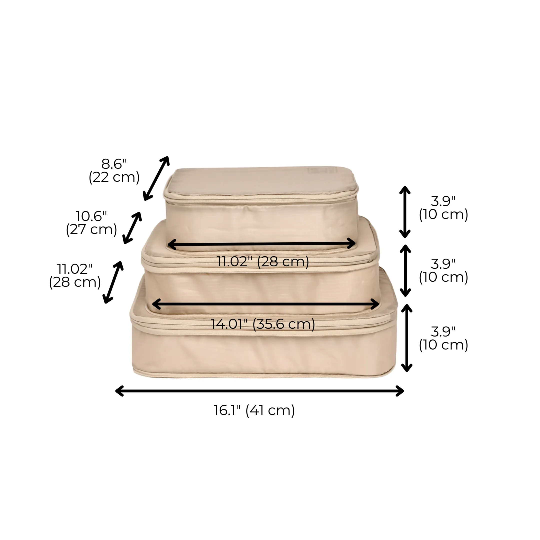 Compression Cubes & Packing Bags Set, 8-pack, Taupe