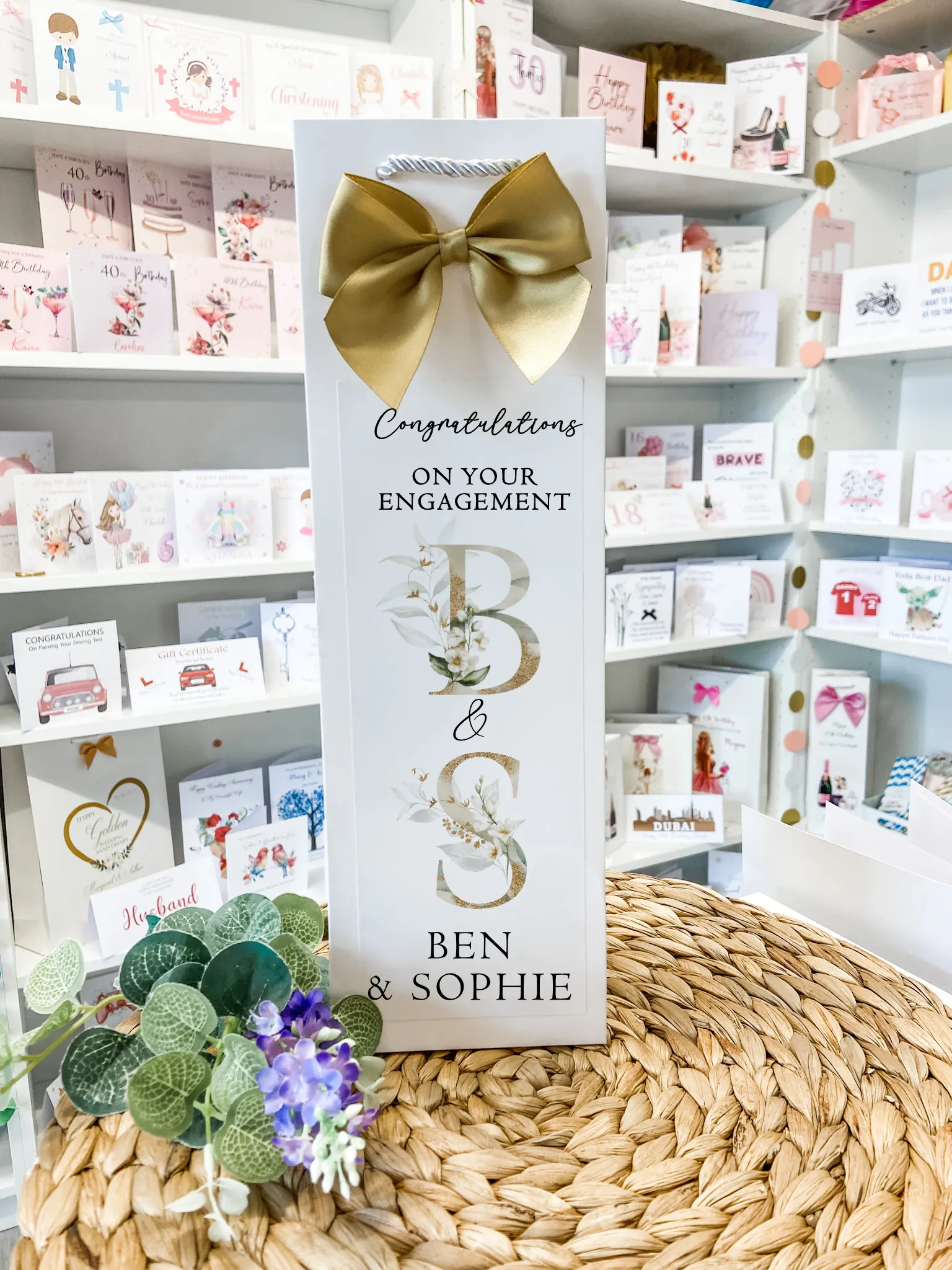 Congratulations On Your Engagement  Gift Bag Floral Initials