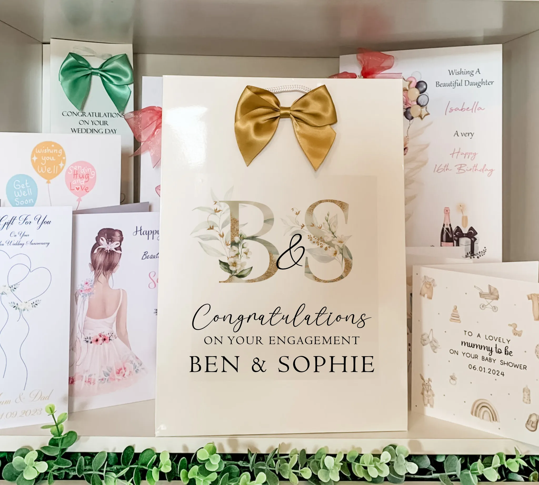 Congratulations On Your Engagement  Gift Bag Floral Initials