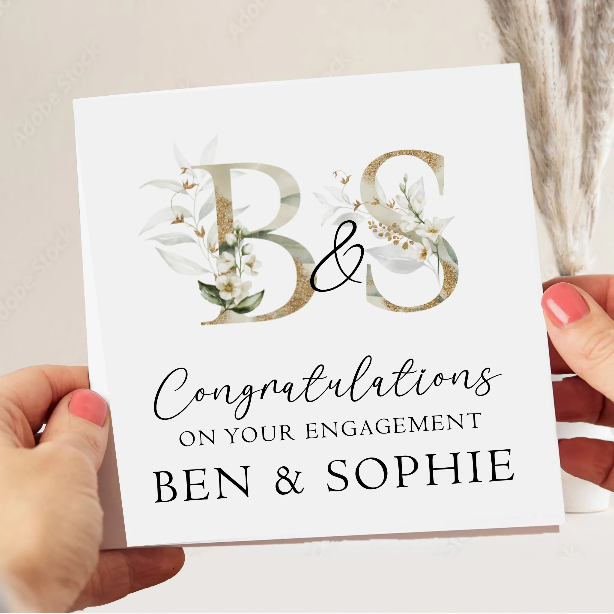 Congratulations On Your Engagement  Gift Bag Floral Initials