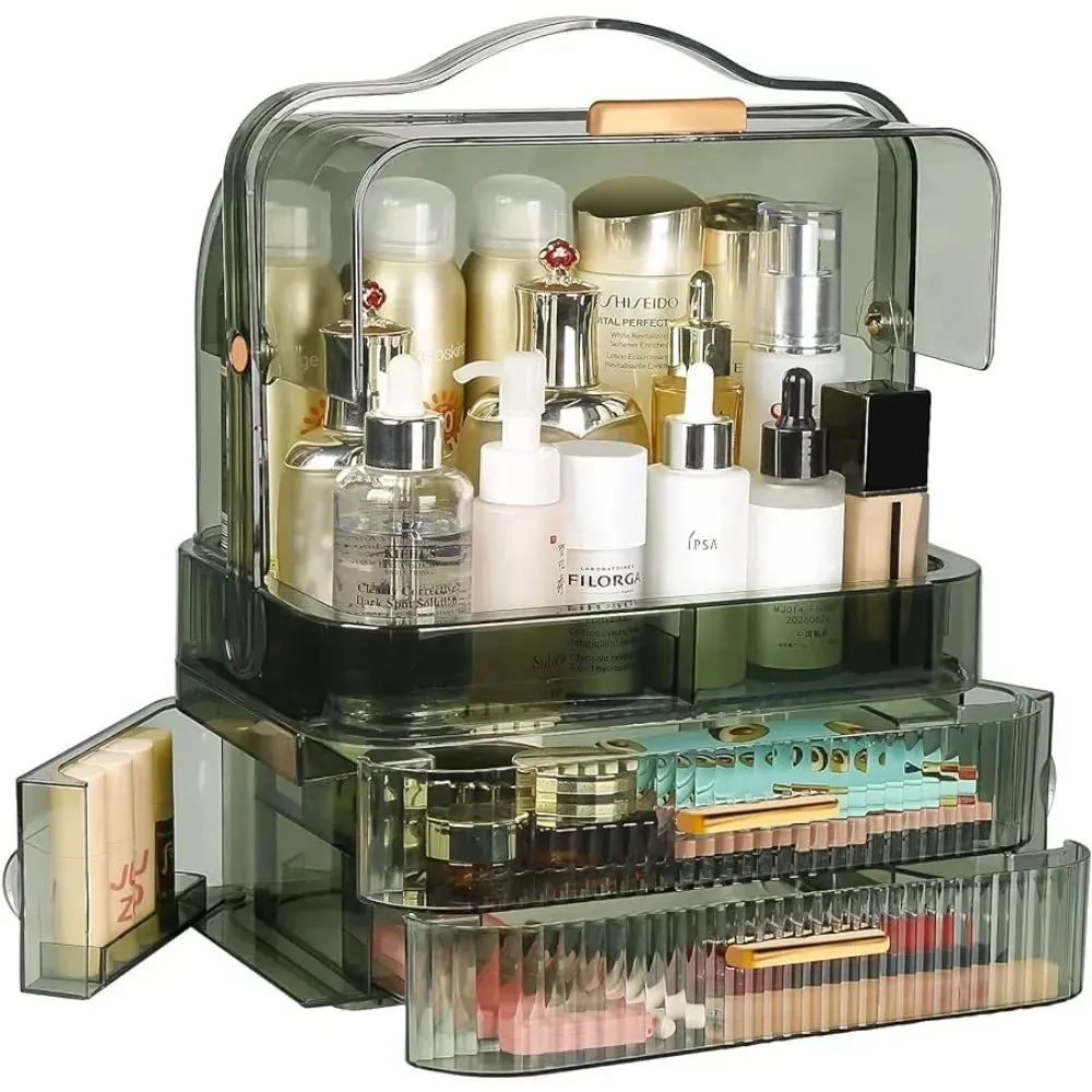 Cosmetics Makeup Storage Box with Lid & Drawers for Vanity