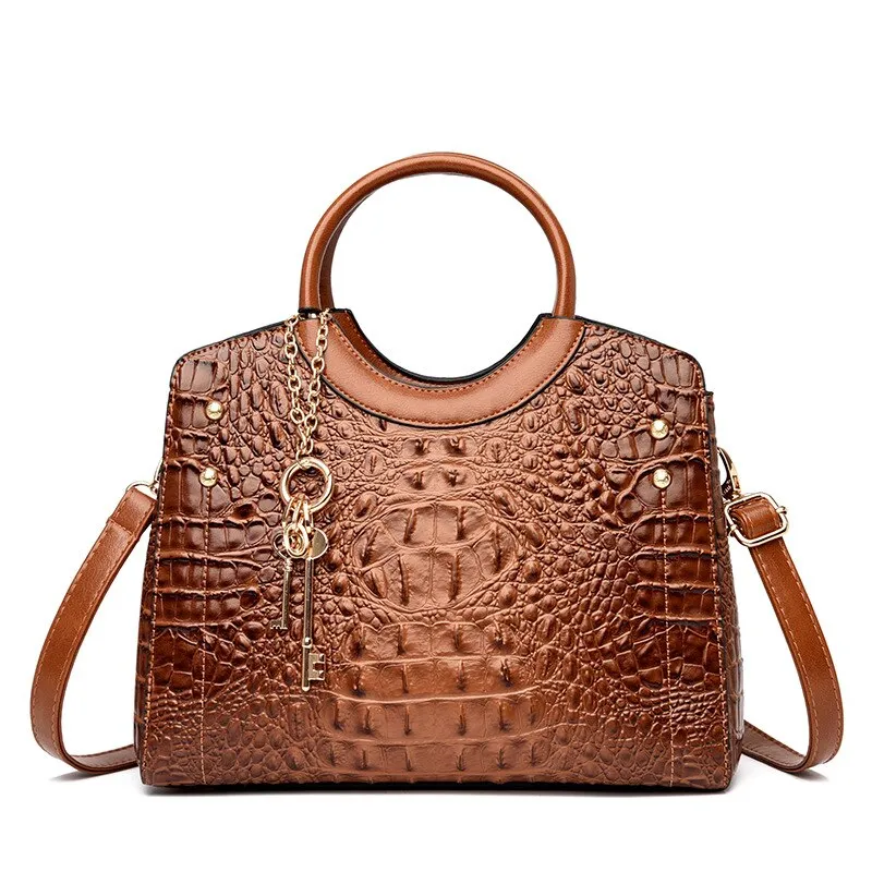 Crocodile Leather Vintage Shoulder Bag