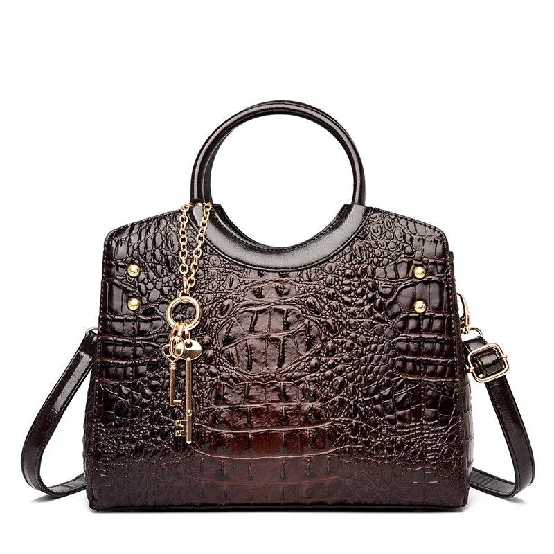 Crocodile Leather Vintage Shoulder Bag