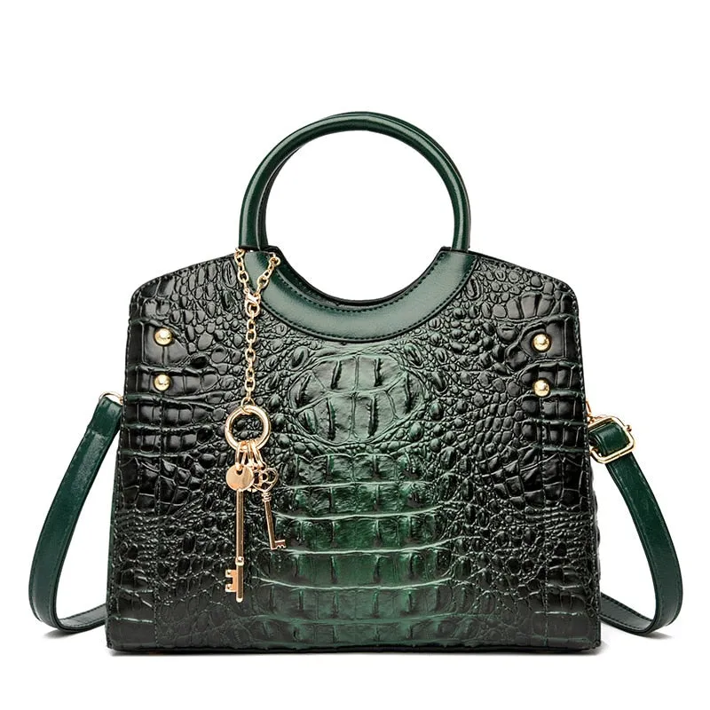 Crocodile Leather Vintage Shoulder Bag