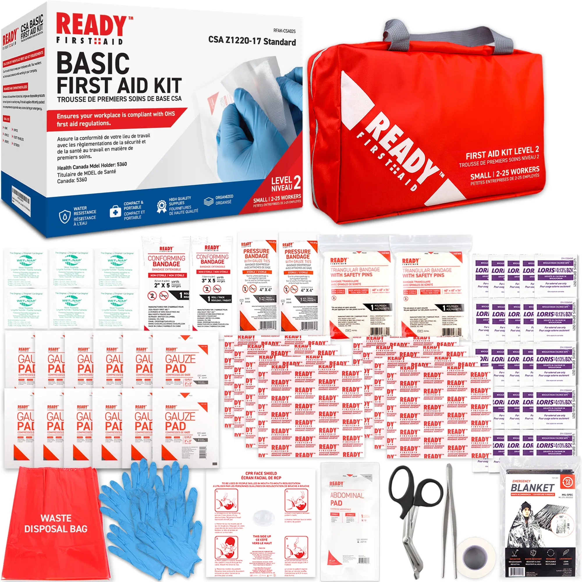 CSA (Z1220-17) Type 2 Basic First Aid Kit Small (2-25 Workers) with First Aid Bag (OPEN BOX)