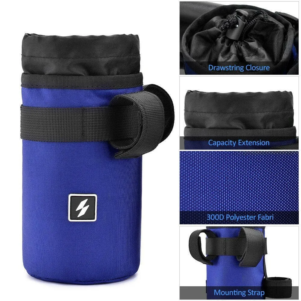 Cycling Insulated Water Bottle Pouch Drawstring Water Bottle Bag Bike Handlebar Bag