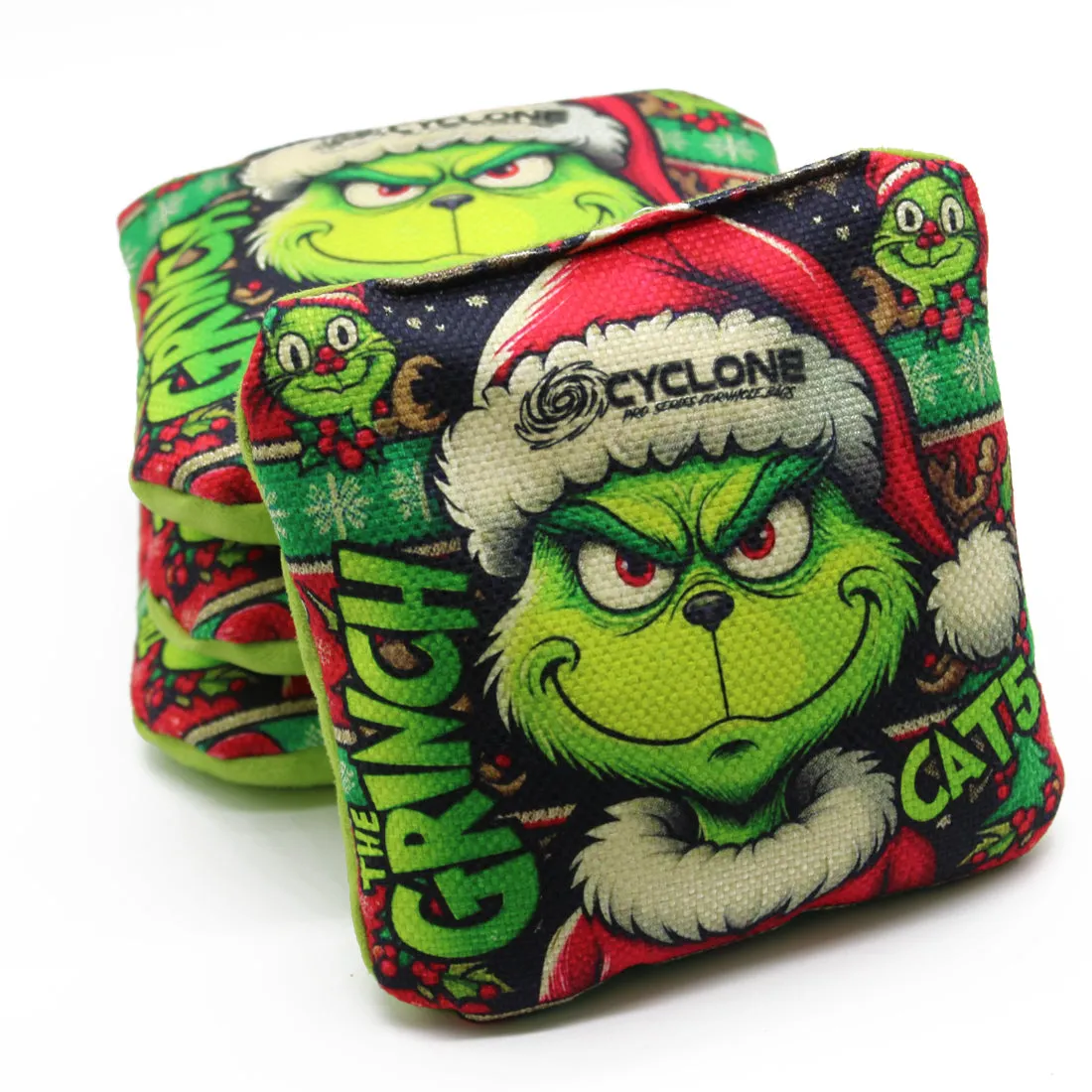 Cyclone  CAT 5 Pro Series Cornhole Bags Christmas Grinch limited Edition