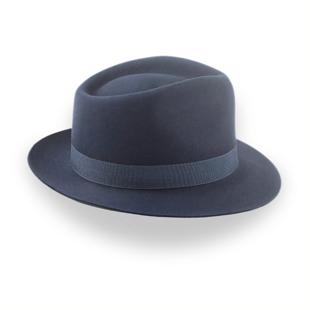 Dark Slate Grey Men's Teardrop Fedora in Smooth Fur Felt | The Diplomat