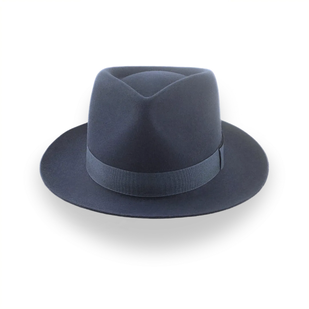 Dark Slate Grey Men's Teardrop Fedora in Smooth Fur Felt | The Diplomat