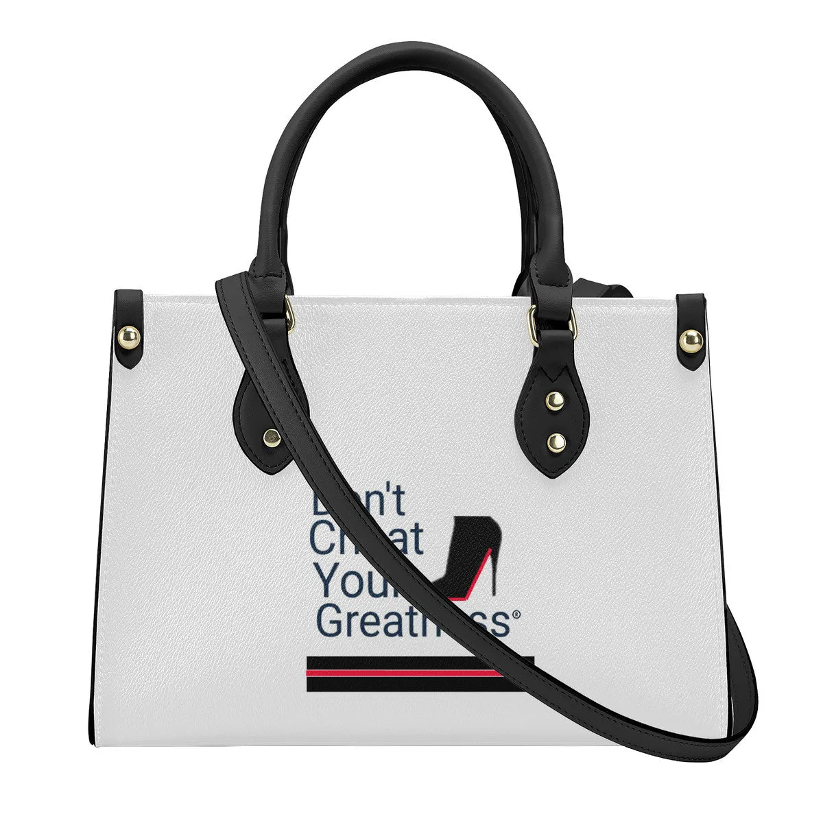 DCYG Black Red Bottoms,White Luxury Women PU Tote Bag - Black