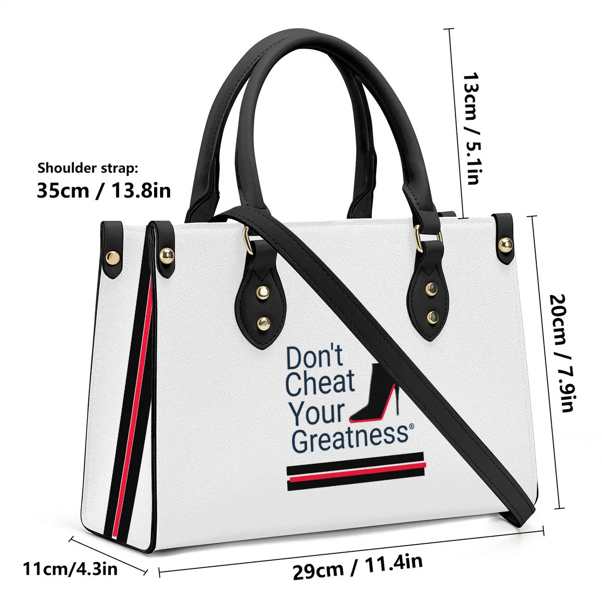 DCYG Black Red Bottoms,White Luxury Women PU Tote Bag - Black