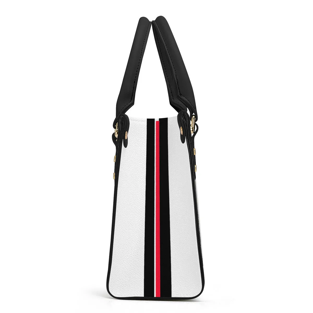 DCYG Black Red Bottoms,White Luxury Women PU Tote Bag - Black