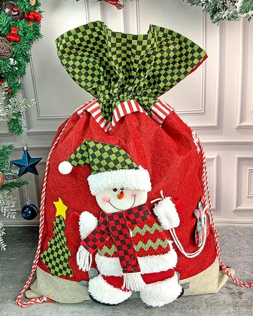 Deer Checks Felt Christmas Sack And Gift Bag | 13 x 21 inches