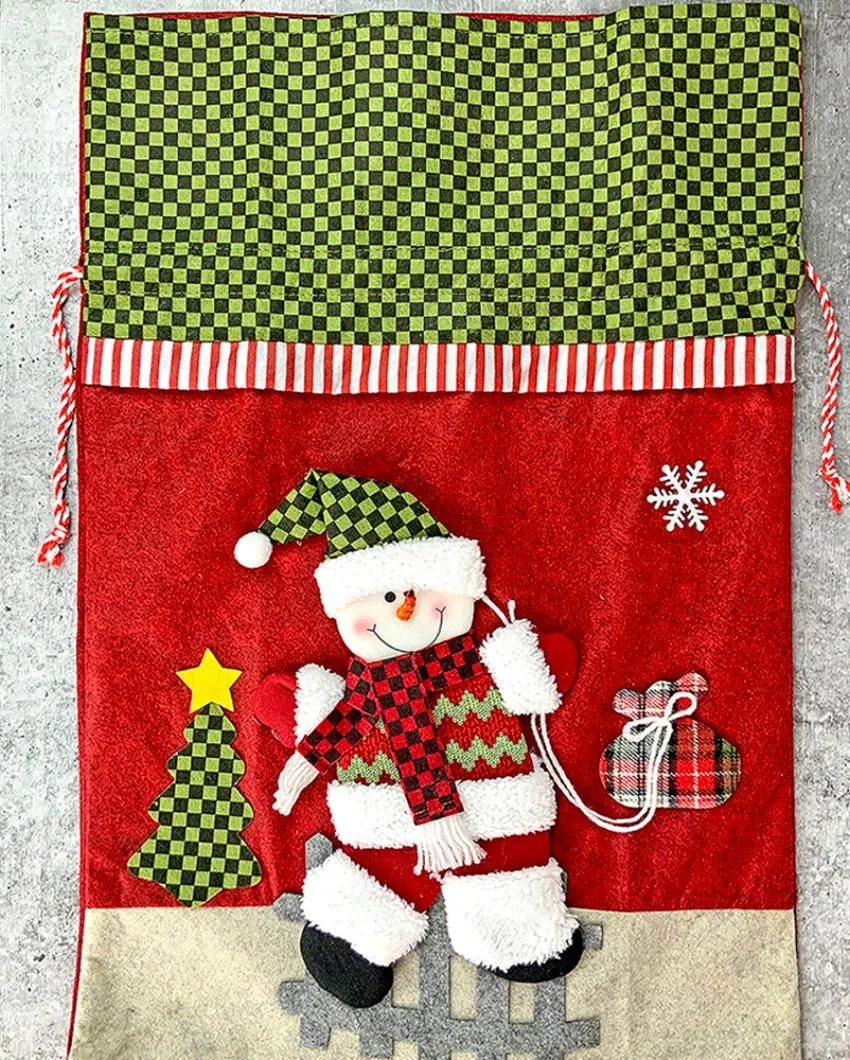 Deer Checks Felt Christmas Sack And Gift Bag | 13 x 21 inches