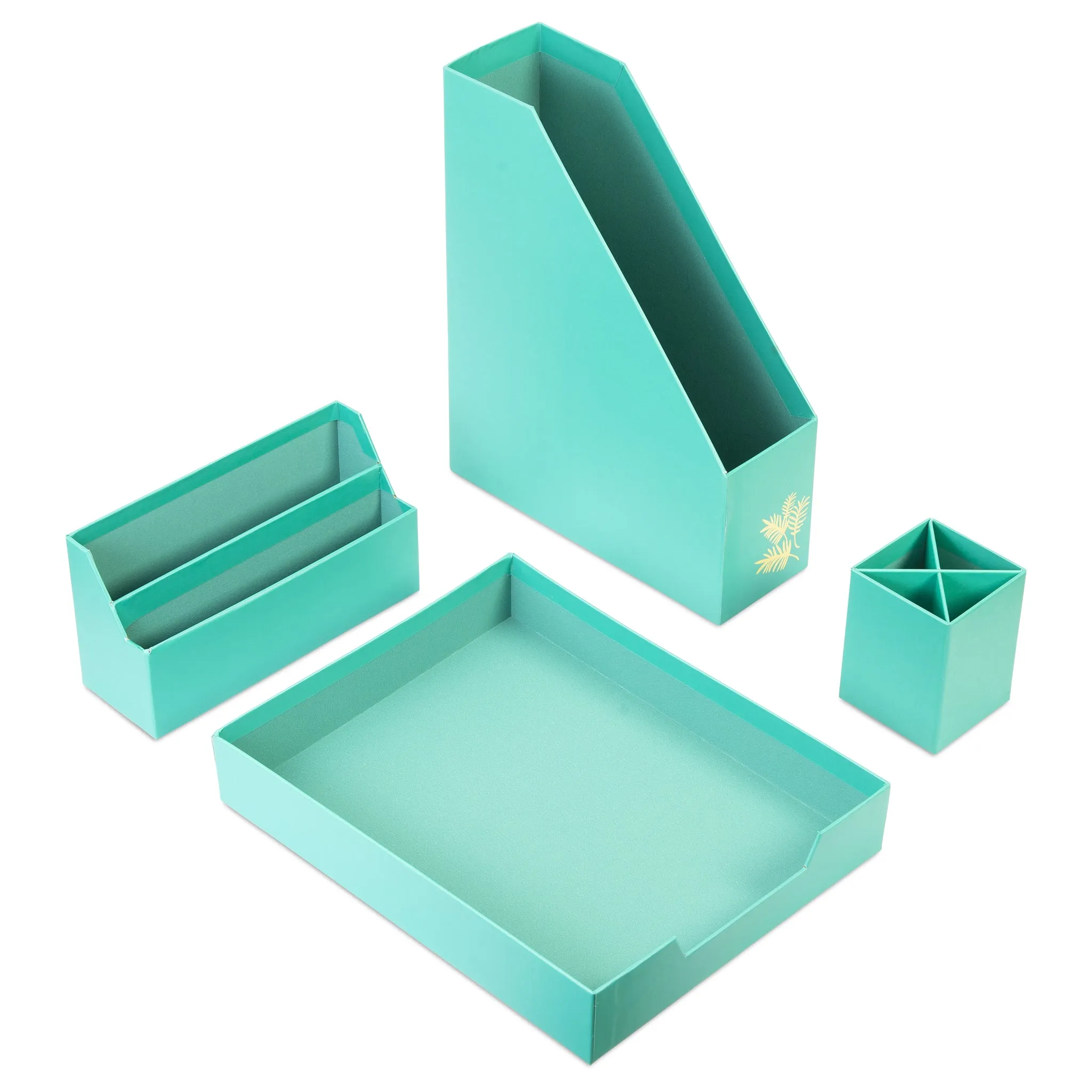 Desk Organiser Set - Teal - 4 Pcs