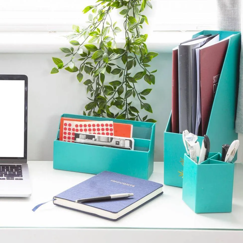 Desk Organiser Set - Teal - 4 Pcs