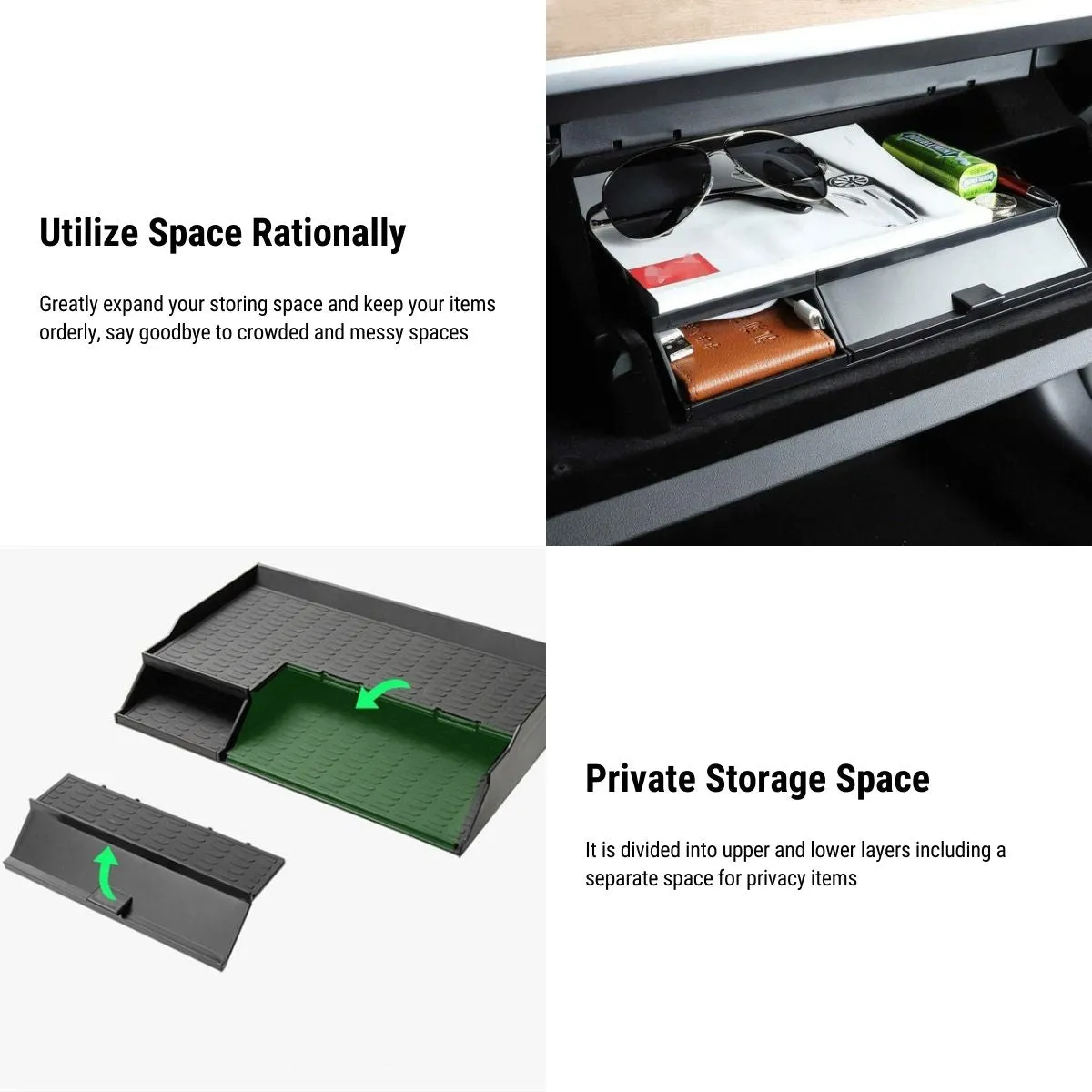 Double Storey Glove Box Storage for LHD Model 3