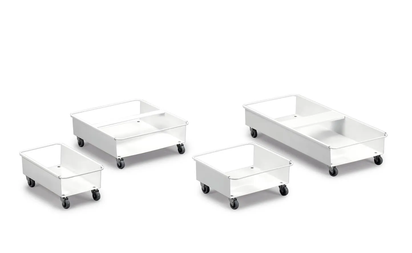 Durable DURABIN Rectangular 2X 60L Robust Steel Wheel Bin Trolley | White