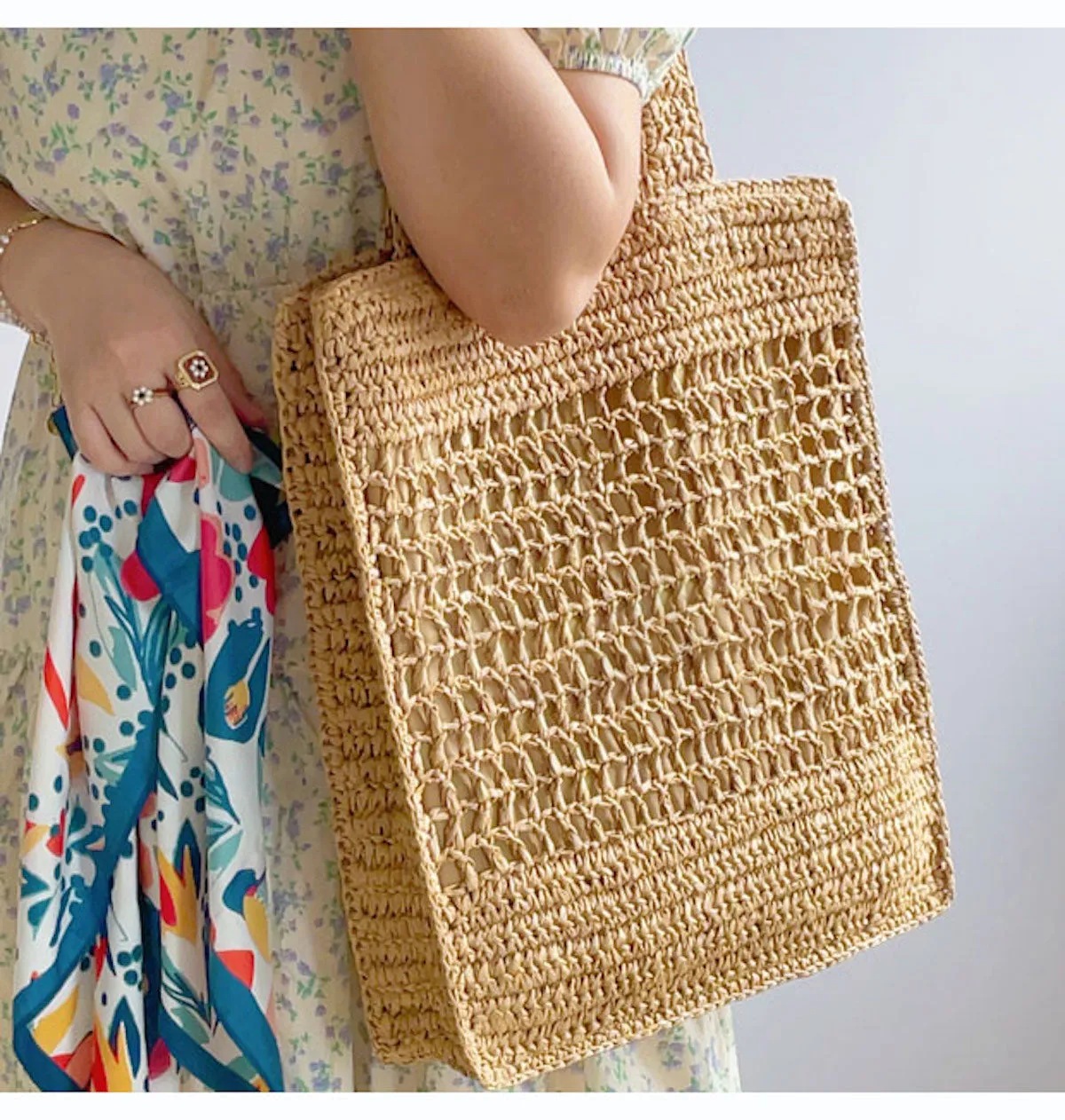 Elena Handbags Straw Woven Summer Fashion Tote