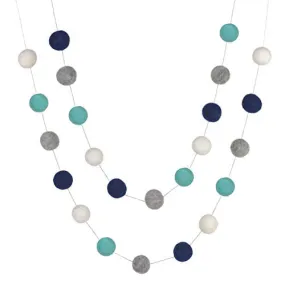 Felt Ball Garland- Navy, Turquoise, Gray, White