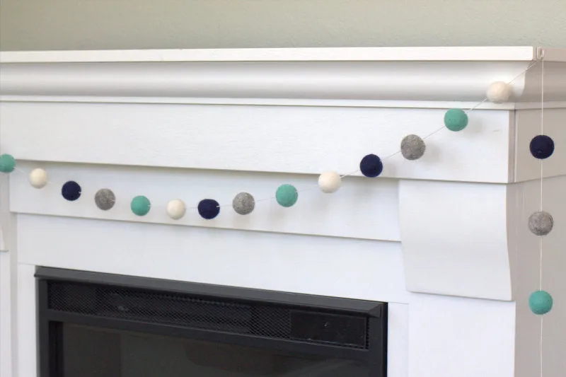 Felt Ball Garland- Navy, Turquoise, Gray, White