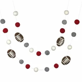 Felt Football Garland- Red, Gray, White