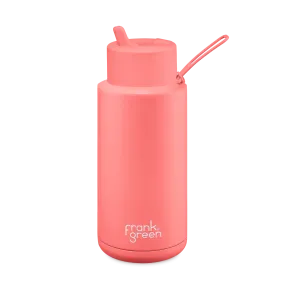 Frank Green - Ceramic Reusable Bottle - Straw Lid - 34oz/1,000ml - Peach