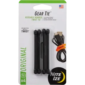 Gear Tie Reusable Rubber Twist Tie 3" - 4 Pack