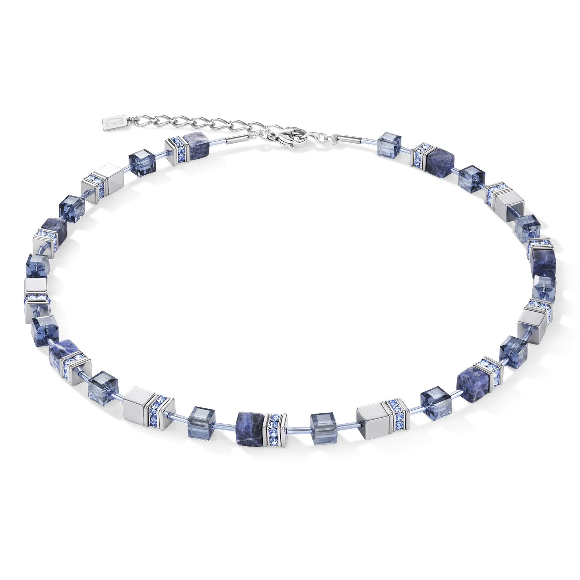 GeoCUBE Sodalite & Haematite Blue Necklace