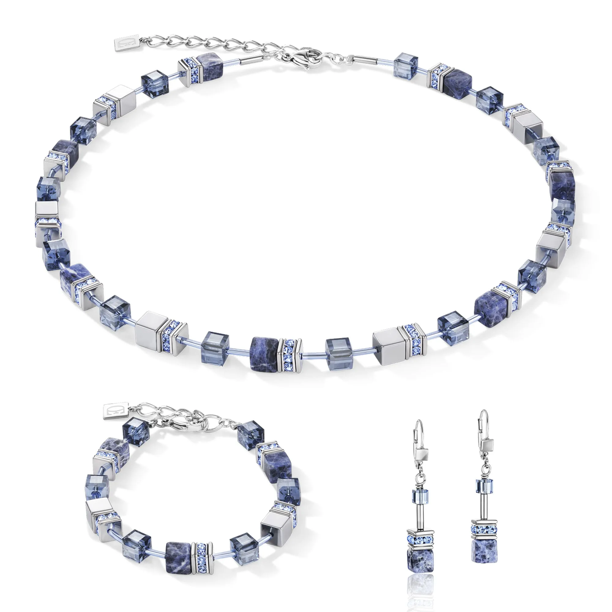 GeoCUBE Sodalite & Haematite Blue Necklace