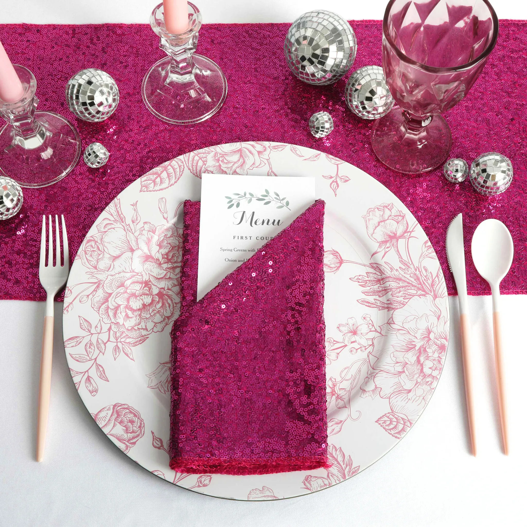 Glitz Sequin Table Runner - Magenta