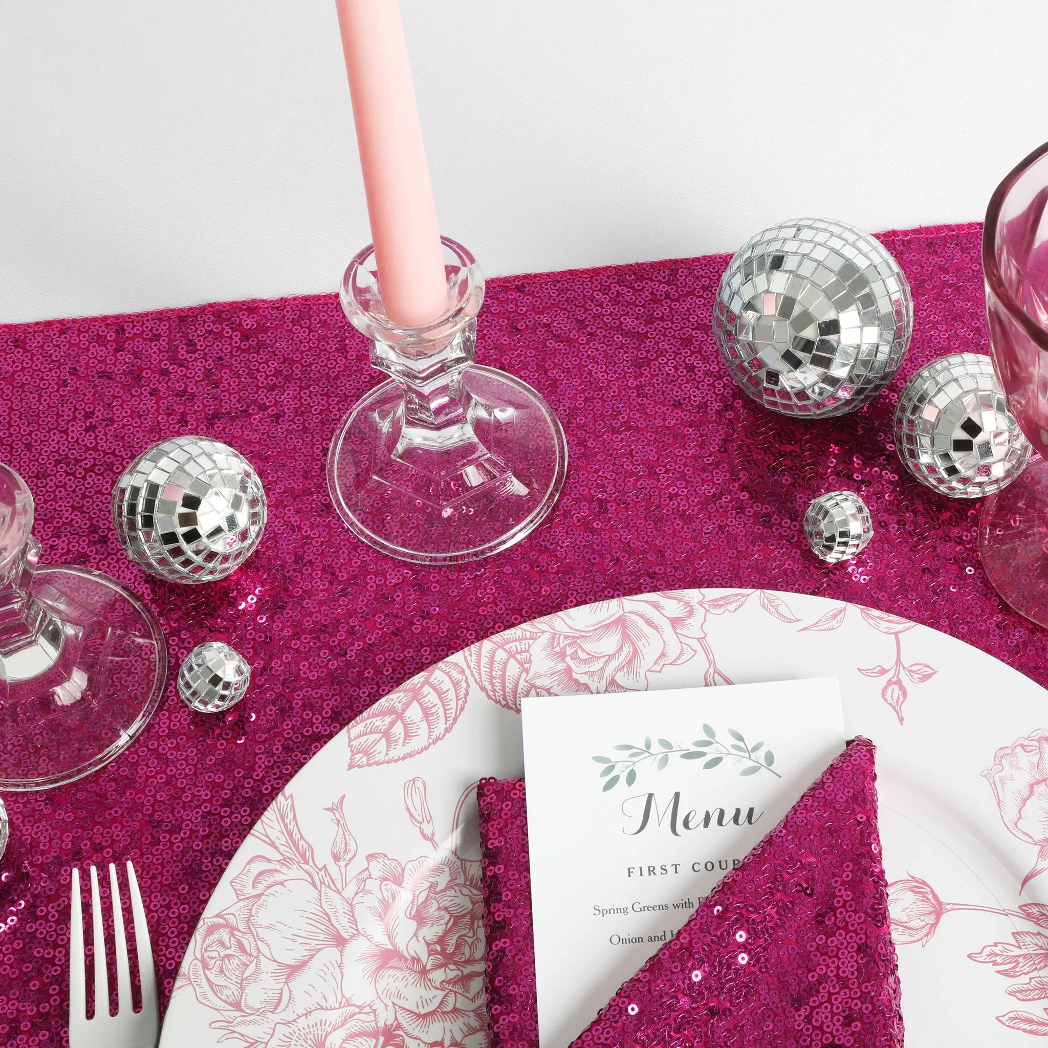 Glitz Sequin Table Runner - Magenta