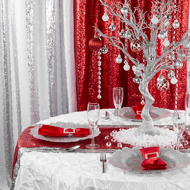 Glitz Sequin Table Runner - Red