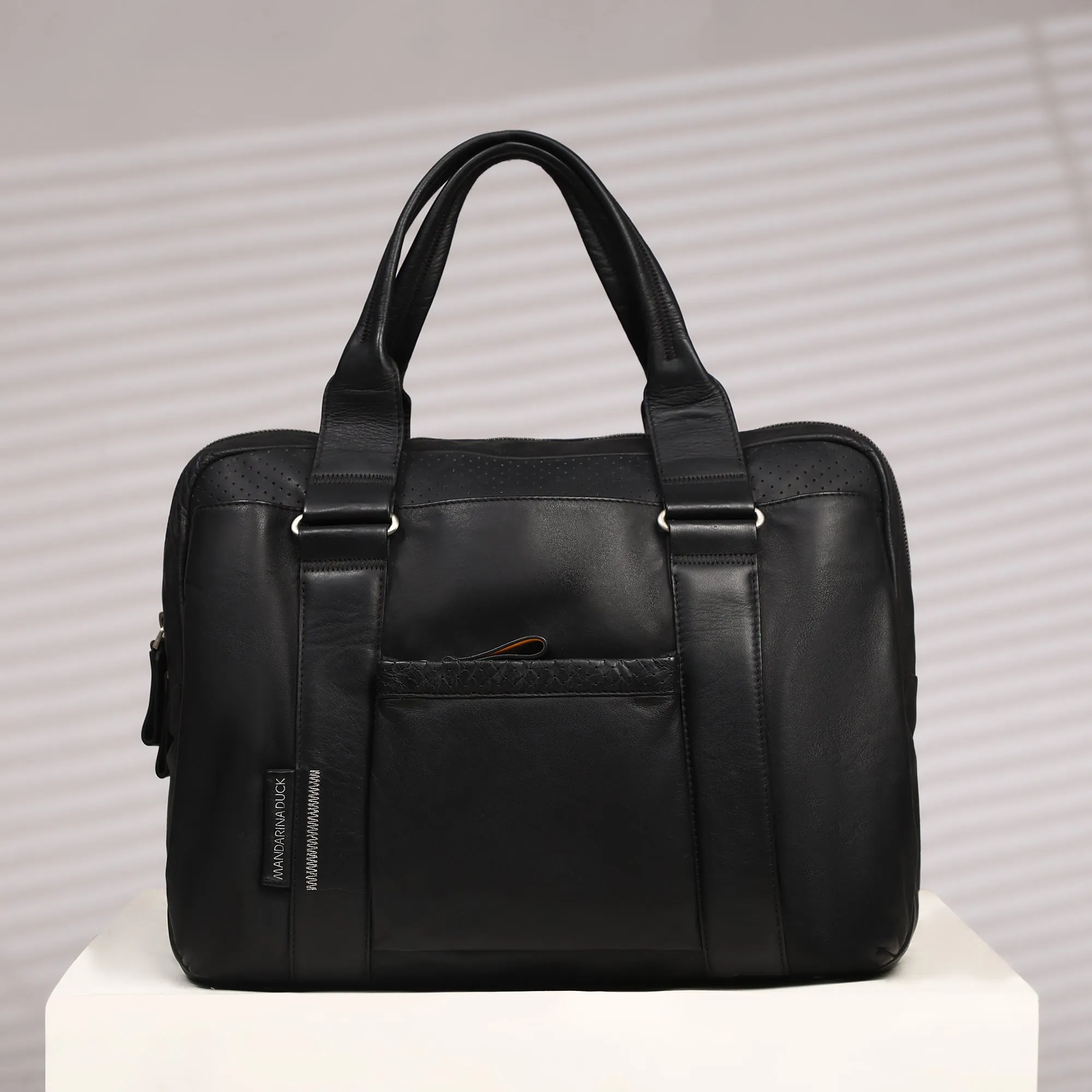 Grace Collection Limited Edition Genuine Leather Black Laptop Bag - Mandarina Duck