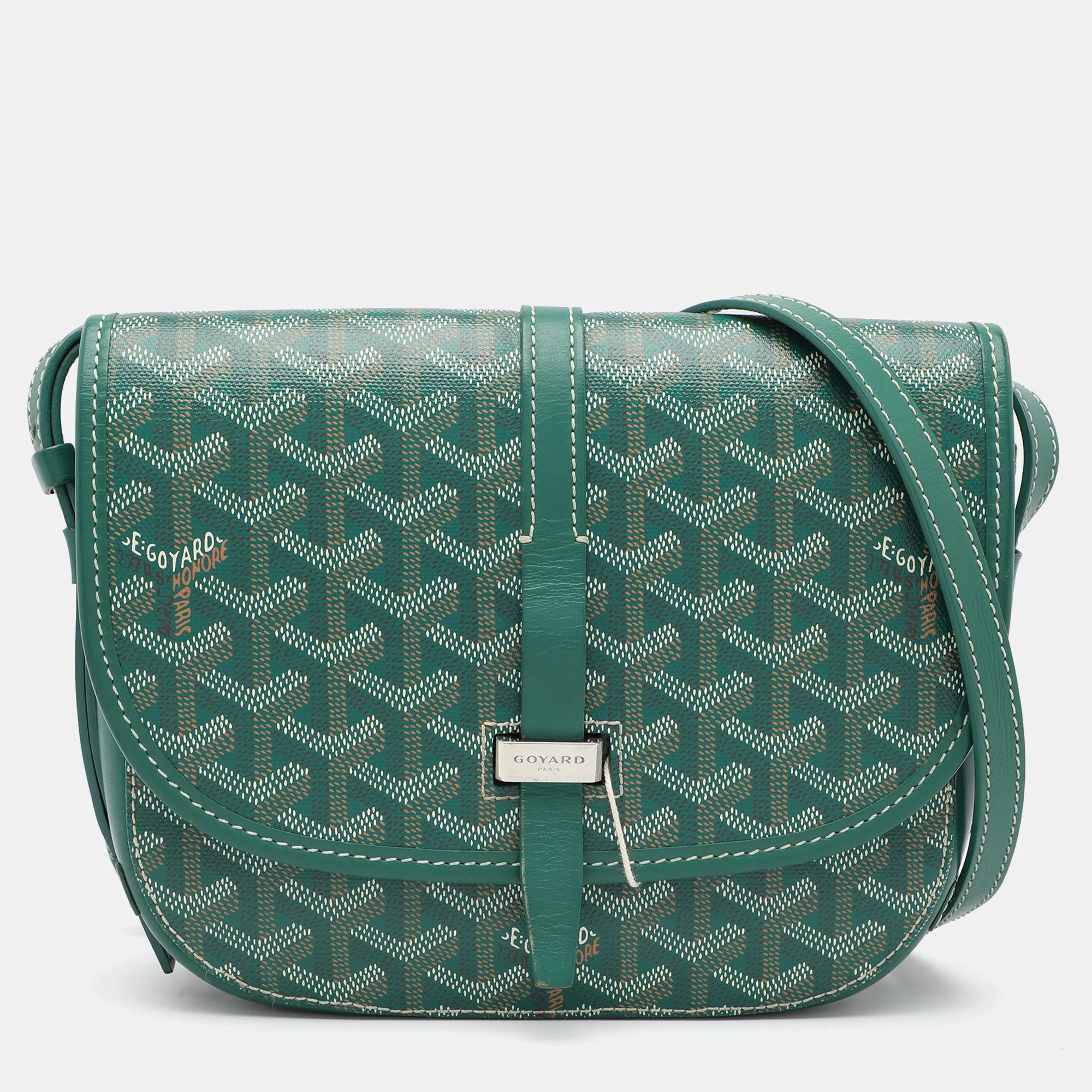 Green Goyardine Coated Canvas and Leather Belvedere II PM Saddle Bag