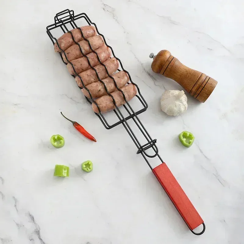 Grill Basket Stainless Steel BBQ Tool Barbecue Rack for Hot Dog