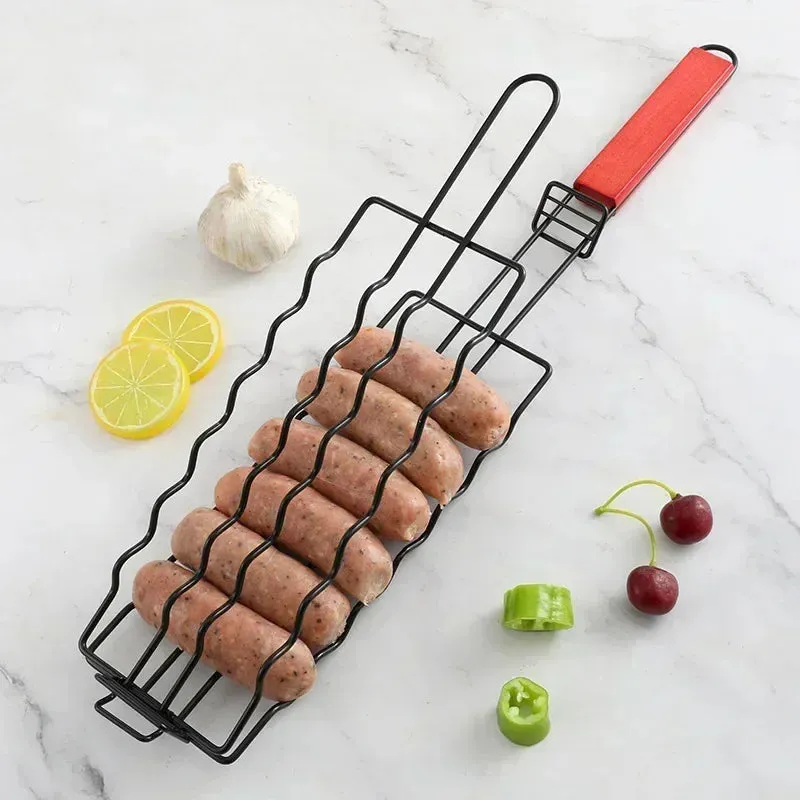 Grill Basket Stainless Steel BBQ Tool Barbecue Rack for Hot Dog