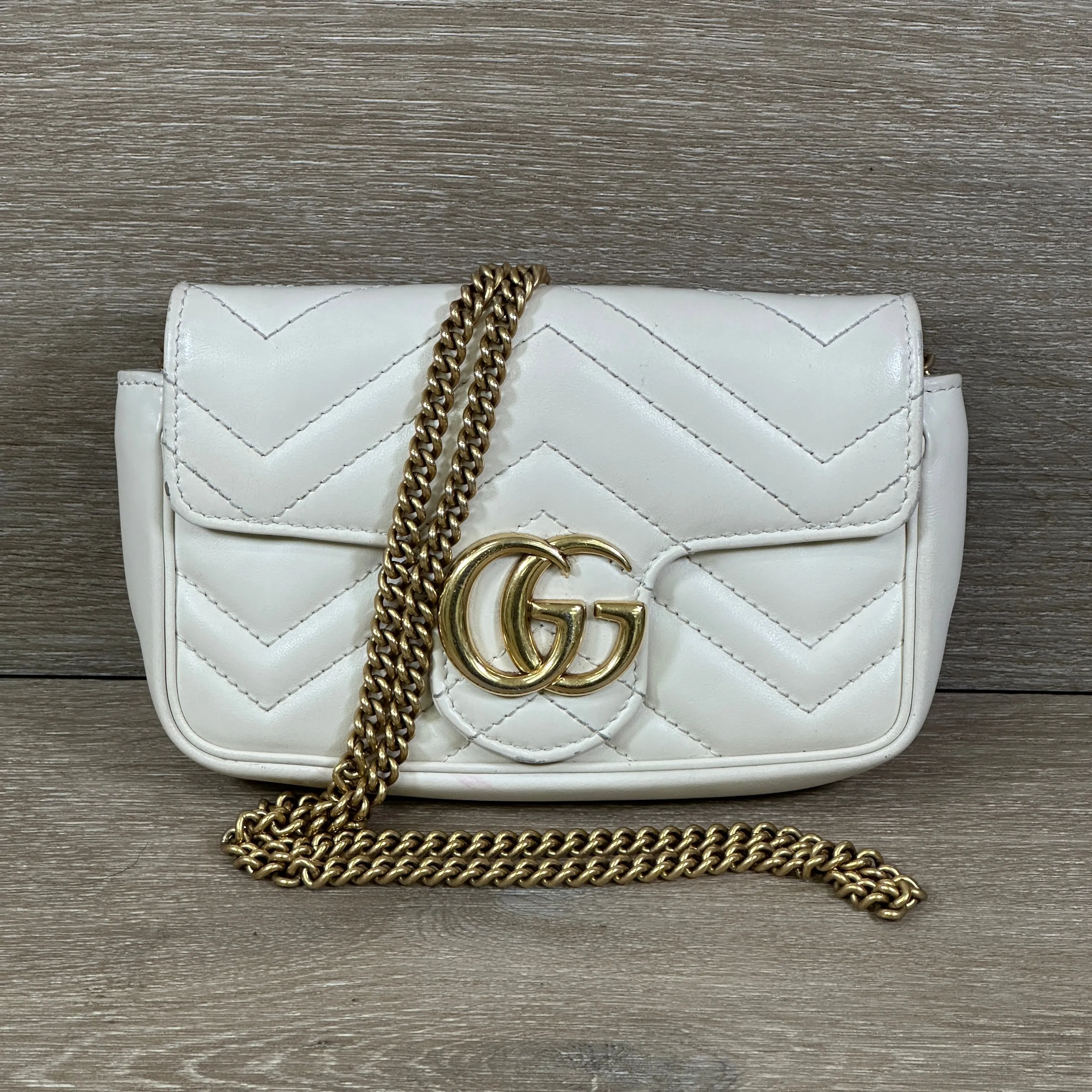 Gucci GG Marmont Leather Super Mini Bag - White