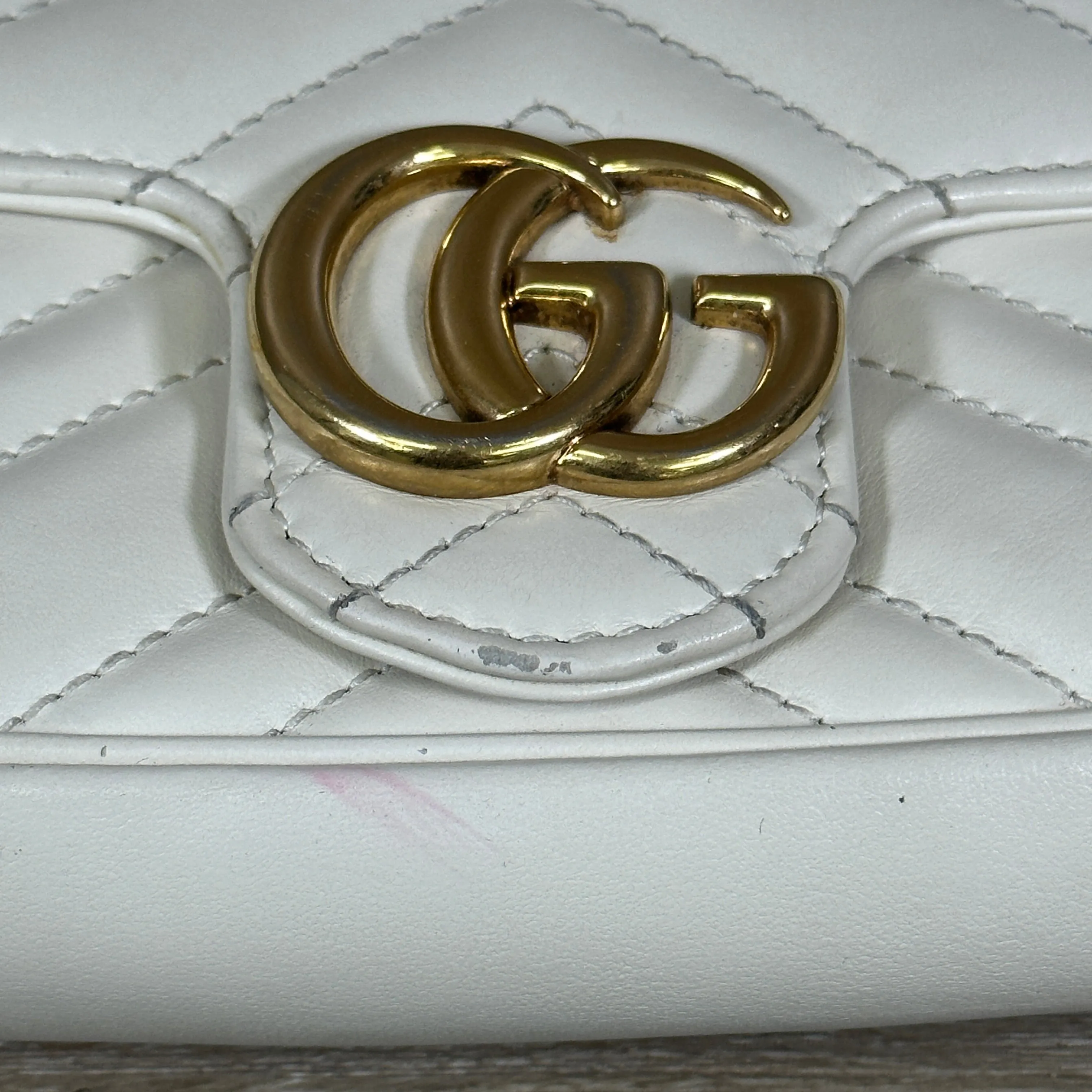 Gucci GG Marmont Leather Super Mini Bag - White