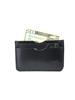 H B  SLIM CARD WALLET - BLACK  LEATHER WALLET