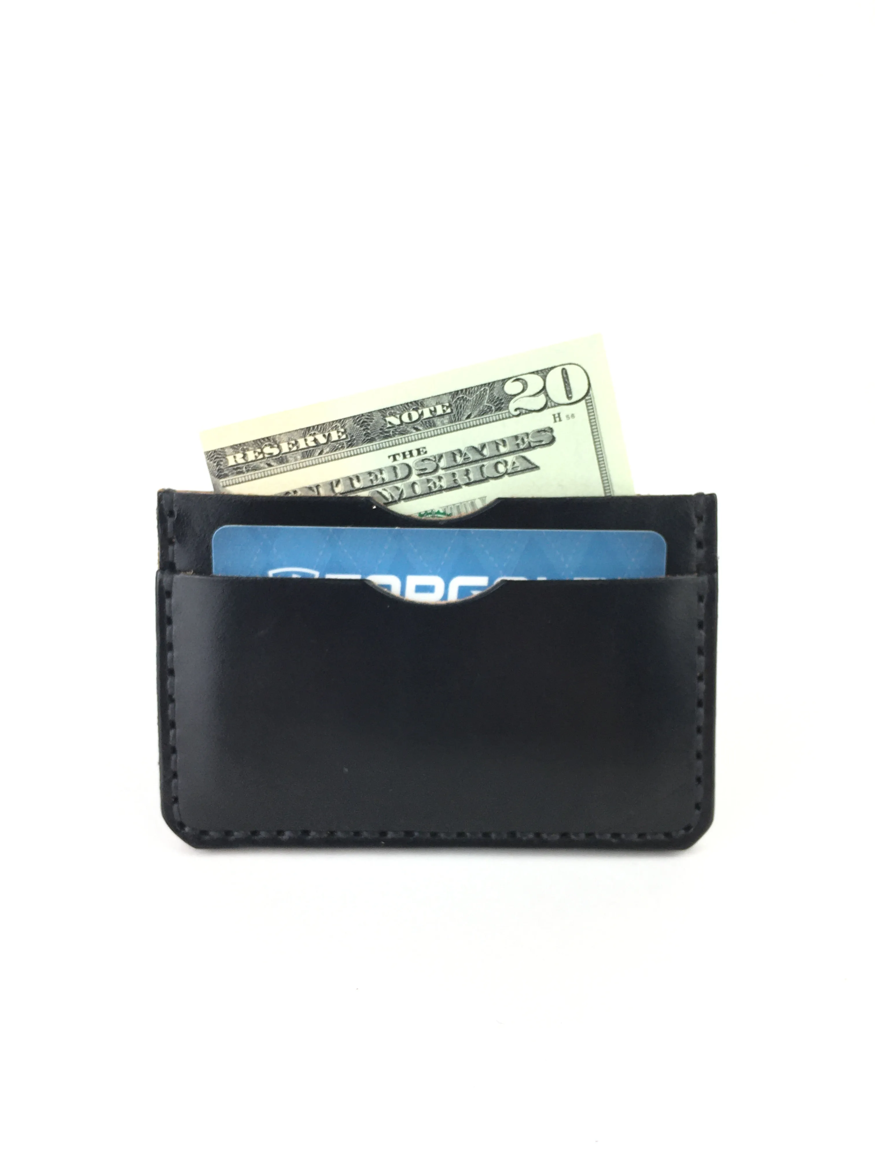 H B  SLIM CARD WALLET - BLACK  LEATHER WALLET