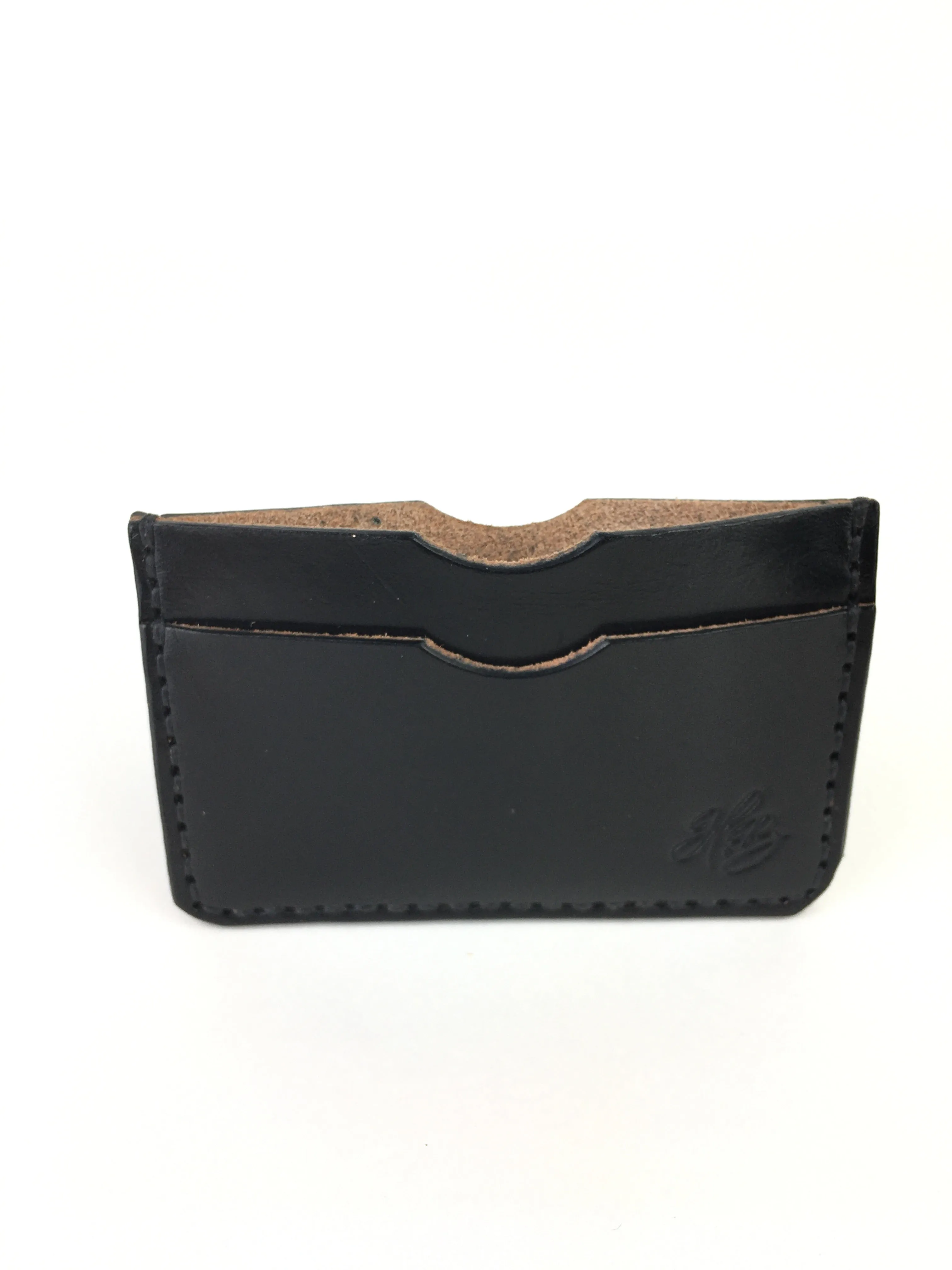 H B  SLIM CARD WALLET - BLACK  LEATHER WALLET