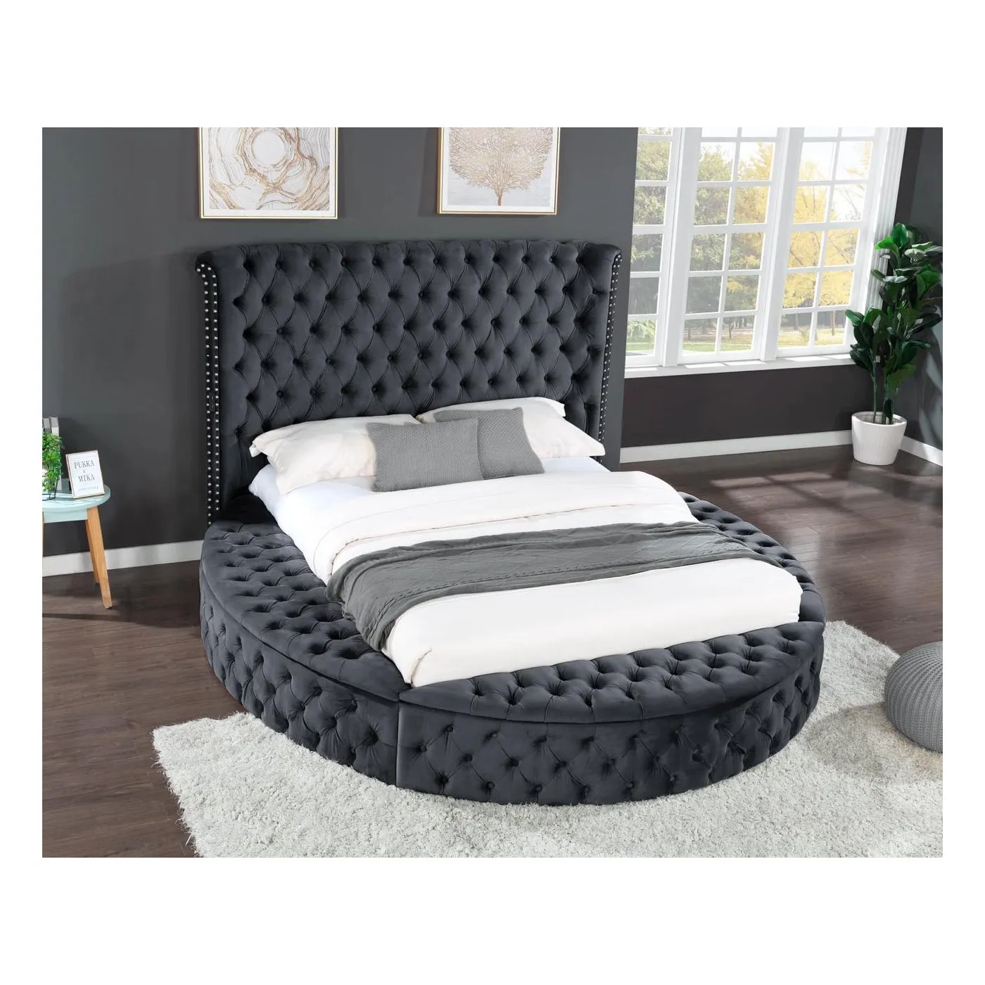 Hazel Black Velvet Storage Bed