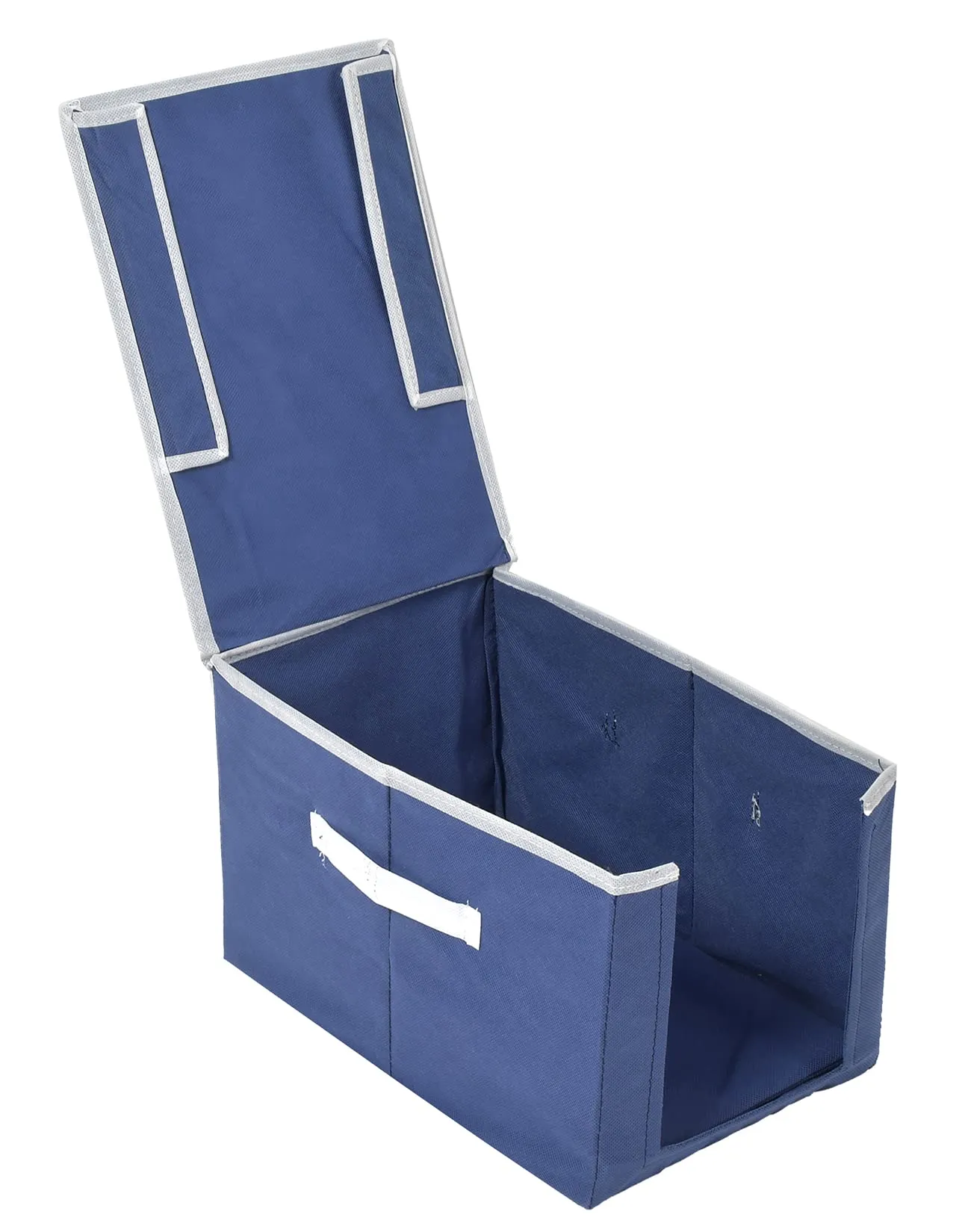 Heart Home Non-Woven Cloth Stacker Wardrobe Organizer/Bin With Carrying Handle & Lid- Pack of 2 (Navy Blue)-44HH0403