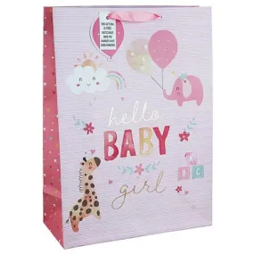 Hello Baby Girl Giraffe Gift Bag Xlarge