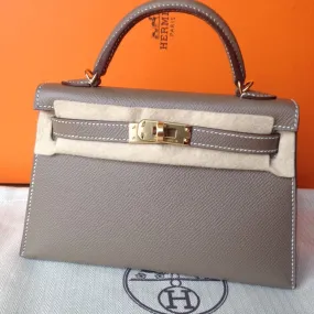 Hermès Kelly 20 Etoupe Sellier Epsom Gold Hardware GHW